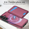 For Samsung Galaxy A55 5G Skin Feel Detachable Card Bag Magsafe Phone Case(Wine Red)