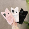 For iPhone 14 Plus 3D Cute Cat Plush Full Coverage Phone Case(Black)