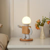 Solid Wood Robot Bedroom Bedside Simple Study Lamp Table Lamp, Style:Plug-in, CN Plug