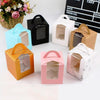 30 PCS Transparent Window 1 Piece Cardboard Portable Cup Cake Box Mousse Pastry Box Green