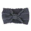 Winter Knitted Headband Turban Women Crochet Bow Wide Stretch Hairband Head Wrap(Dark Grey)
