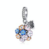 S925 Sterling Silver Colorful Zircon Flowers Pendant DIY Bracelet Necklace Accessories