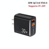 PD31 30W USB-C / Type-C + USB-A Charger with Type-C+8 Pin 2-in-1 Data Cable, US Plug(Black)