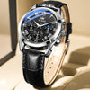 OLEVS 2871 Men Multifunctional Sports Chronograph Luminous Quartz Watch(Black + Silver)