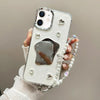 For iPhone  12 Cream Mirror Bracelet Chain TPU Phone Case(Beige)