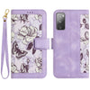 For Samsung Galaxy S20 FE Floral Pattern Leather Phone Case with Lanyard(Light Purple)