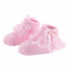 Bow Lace Baby Socks Newborn Cotton Baby Sock, Size:M(Pink)