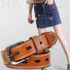 ZK--049 Double-stitched Hollow Pin Buckle Belt, Length: 110cm(Red)