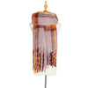 Autumn & Winter Polyester Ladies Warmth Thickened Fringed Fine Grid Scarf, Size:190cm(GWB12-06  Purple)