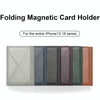 For IPhone 16 / 15 / 14 / 13 Series MagSafe Wallet Three-Fold Card Holder With Stand(Dark Blue)