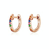 Sterling Silver Rainbow Earrings S925 Zircon Earrings, Color:Rose Gold