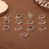 13pcs/set Exaggerated Serpentine Flower Love Geometric Joint Ring(SKU5932 Silver)