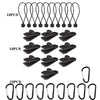 Windproof Canopy Fixed Tent Clip Rope Buckle Set 10 Clips+10 Black Ropes+10 Black Fast Hangings