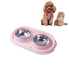 Anti-Skid Pink Pet Bowl - Stainless Steel & Plastic