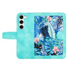 For Samsung Galaxy S23 5G Floral Pattern Leather Phone Case with Lanyard(Green)