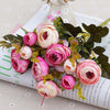 2 Bundle Retro Tea Roses Bride Bouquet Artificial Flowers(Light Pink)