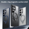 For Samsung Galaxy S25 Ultra 5G Double Ring MagSafe Magnetic Holder Phone Case(Transparent)