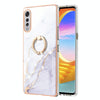 For LG Velvet 4G & 5G / G9 Velvet Electroplating Marble Pattern IMD TPU Shockproof Case with Ring Holder(White 006)