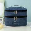 Cationic Double Layer Cosmetic Bag Large Capacity Handheld Wash Bag Thickened Waterproof Travel Storage Bag(Navy)