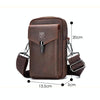 BULL CAPTAIN 076 Retro Leather Mobile Phone Waist Bag Men Leather Messenger Bag(Black)