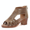 Crystal Hollow Out Peep Toe Wedges Sandals, Size:37(Apricot)