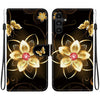 For Samsung Galaxy A15 Crystal Texture Colored Drawing Leather Phone Case(Gold Flower)