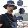 Outdoor Sun Hat Hiking Big Brim Breathable Sunscreen Fisherman Hat(Navy)