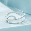 S925 Sterling Silver Platinum-plated Multi-layered Wrap-around Open Ring(SCR1040-E)