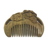 7-8cm Lotus Flower Green Sandalwood Retro Style Carved Portable Wooden Comb