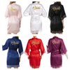 Women Bride Gold Lettering Lace Edge Nightgown, Size:XL(Black)