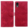 For iPhone XR Lace Floral Embossed Magnetic Buckle Leather Phone Case(Red)