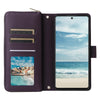For Samsung Galaxy A73 5G Nine-card Slots Zipper Wallet Bag Leather Phone Case(Dark Purple)