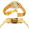 FORSINING F980 Luminous Three Eye Six Shot Weekly Steel Belt Men Fully Automatic Mechanical Watch(Gold Belt Gold Face)