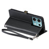 For Redmi Note 13 5G Global Wallet Multi-card Slot Leather Phone Case with Lanyard(Black)