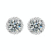 925 Silver Needle Crown Earrings(50 Points Mosan Diamond White Gold)