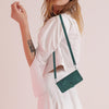 For Samsung Galaxy F16 5G / M16 5G Skin Feel Stripe Pattern Leather Phone Case with Long Lanyard(Green)