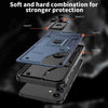 For Samsung Galaxy S25 5G Ring Holder PC Hybrid TPU Phone Case(Navy Blue)