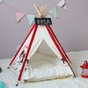 Wooden Cat Tent Bed with Cushion, Red, Medium (50x50x60cm)