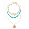 Boho Colorful Broken Natural Stone Necklace, Model: N2105-20 Blue-green Stones