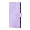 For Samsung Galaxy S23 Ultra 5G Rose Flower Embossed 3-Card Slots Leather Phone Case(Purple)