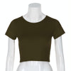Round Neck Exposed Navel Shirt Body Short Sleeve T-shirt, Size: M(Army Green)