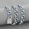 NL023 11mm Box Buckle Hip Hop Bracelet, Size: 18cm (White Blue)