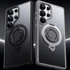 For Samsung Galaxy S25 Ultra 5G Frosted MagSafe Phone Case with 360 Degree Rotating Holder(Black)