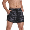 XXL Three Pants Men Gym Shorts Quick Dry Swimming Trunks(Black Camouflage)
