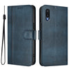 For Samsung Galaxy A02 / M02 Line Splicing Buckle Retro Leather Phone Case(Dark Blue)