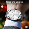 OLEVS 9931 Men Luminous Waterproof Quartz Watch(White + Silver)