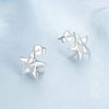 S925 Sterling Silver Pleated Texture Five-pointed Star Women Earrings(BSE965)