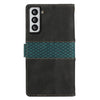 For Samsung Galaxy S21 5G Grid Stitching Leather Phone Case with Lanyard(Black)