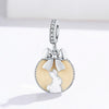 S925 Sterling Silver Bunny Round Pendant DIY Bracelet Necklace Accessories
