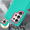 For Samsung Galaxy S25 Ultra 5G Rugged PC Hybrid Silicone Phone Case with Holder(Light Green+Rose Red)
